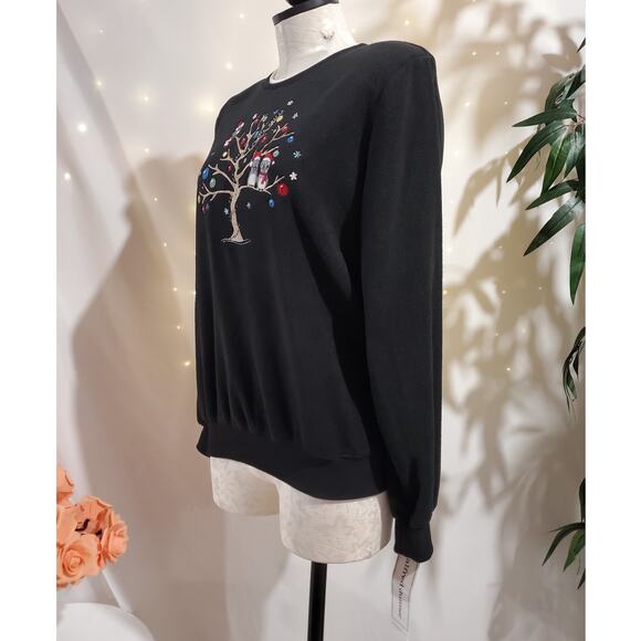 Alfred Dunner NWT Womens Christmas Owl Beaded Embellished Fleece Sweater Size S - Picture 5 of 10